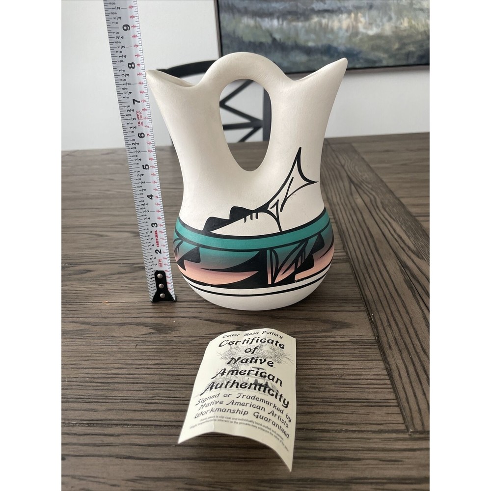 RARE Native American Wedding Vase Signed EL Dinć CEDAR MESA POTTERY - Picture 2 of 11